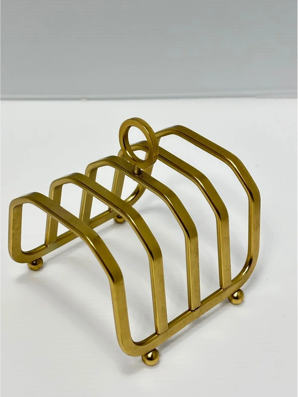Toast Rack with Handle, 4-Slot Tableware Organizer Gold Color NEW